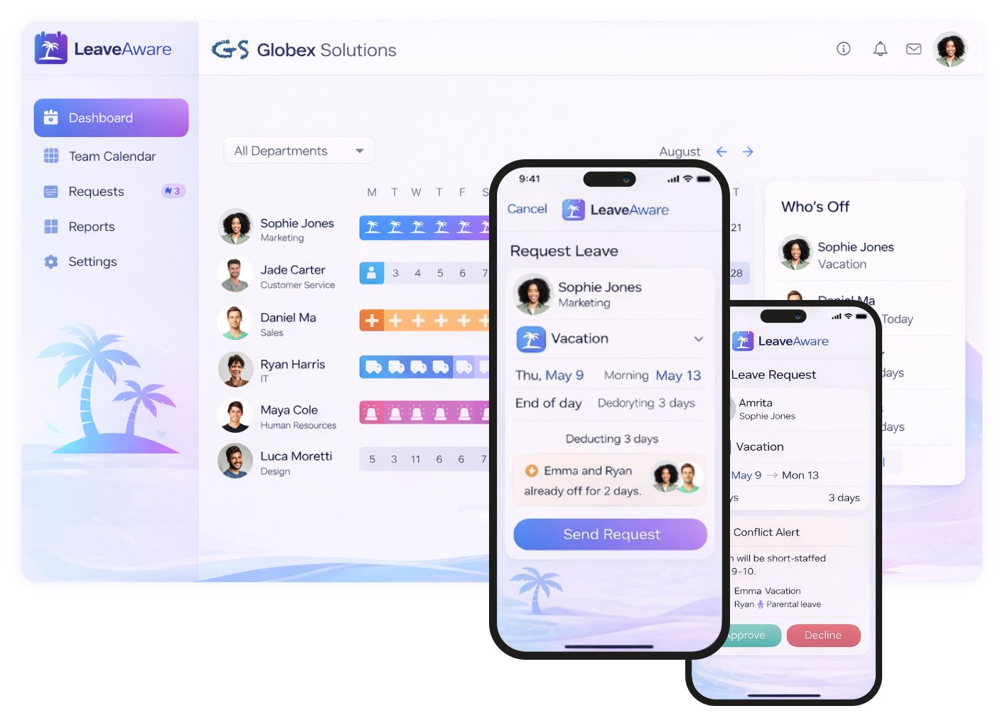 LeaveAware on web and mobile